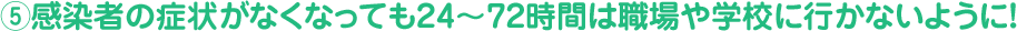 感染者の症状がなくなっても24～72時間は職場や学校に行かないように