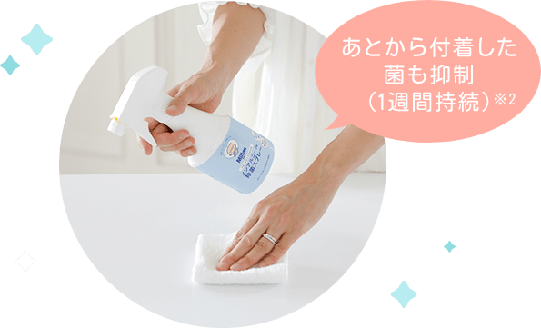 あとから付着した菌も抑制(1週間持続)※2